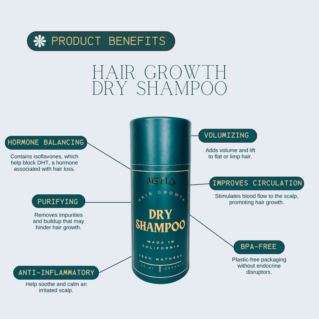 Organic hair growth dry shampoo for fuller-looking hair